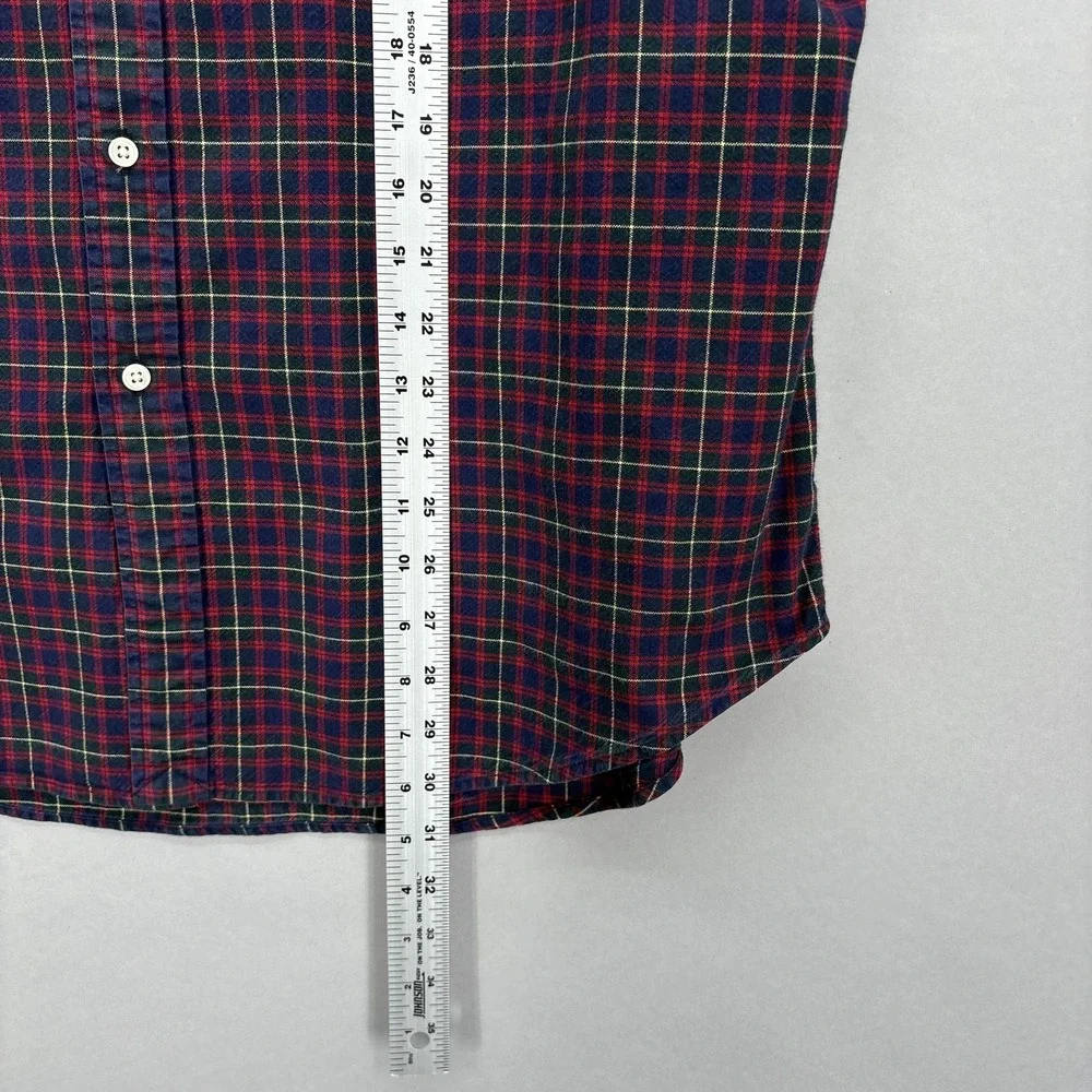 Ralph Lauren Shirt Mens‎ XL Blue Red Plaid Flannel Tartan Button Oxford Vintage